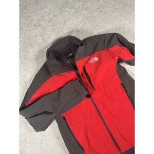 The North Face Jacket Mens Red Dark Gray Soft Shell Apex Bionic Full Zip Size S*